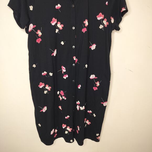 J Jill Floral Dress Stretch Knit Button Front - Picture 3 of 8